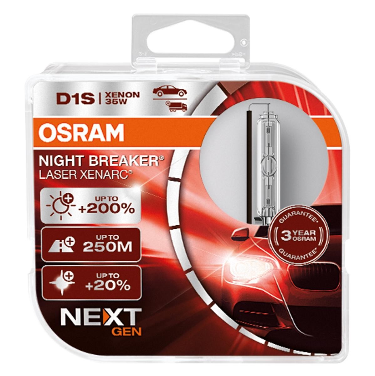 Osram D1S 12/24V Xenarc® Night Braker® Laser +200% 2-pack