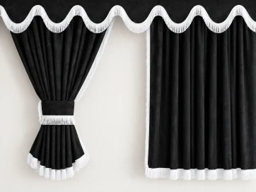 Sidogardiner 90 cm och frontgardin Design 1 Svart/Vit