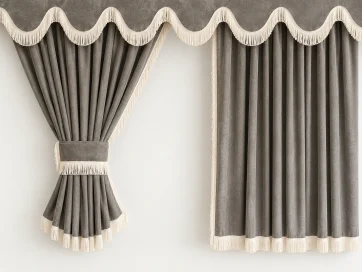 Sidogardiner 90 cm och frontgardin Design 1 Grå/Naturfärgad